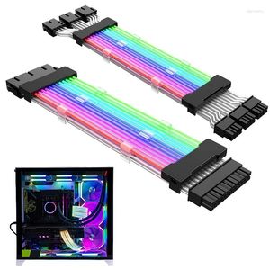 Cabos de computador argb psu cabo de extensão de fonte de alimentação rgb fluxo atx 24pin pcie gpu duplo triplo 8 pinos 6 2pin cabo placa-mãe