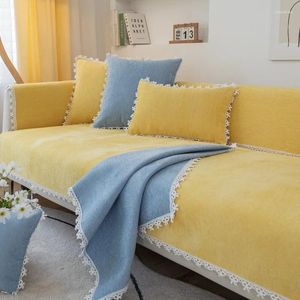 Chair Covers Four Seasons Universal Sofa Cushion Chenille Cover Cloth Pillow Case Solid Color Lace Modern Simple