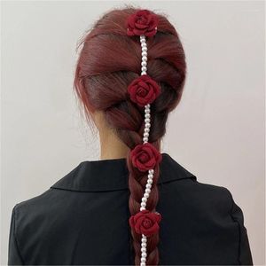 Party Supplies Kamelie Haarnadel Blumen Haarspange Rose Blume besetzte Perlen für Frauen Mädchen Urlaub Schmuck Zubehör