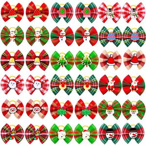 Dog Apparel 50PCS Bows Christmas Rubber Bands Hair For Pet Dogs Supplies Grooming Accessories