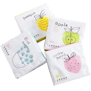 4 Bags Of Fruit Color Tissue Paper napkin Printing Handkerchief Portable Napkin Toilet Small Soft Mixed Batch 240127