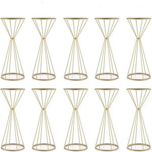 Dekoracja imprezy 10pcs Gold White Flower Stand 70cm 50 cm Metal Road Old Wedding Centerpiece Flowers Rack na wydarzenie305r