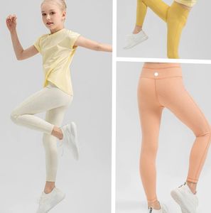 Lu lu esportes menina legging apertado elástico respirável correndo crianças treinamento de dança fiess calças crianças leggings s