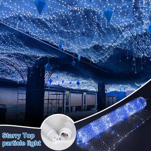 Strings Starry Sky Wedding Ceiling Decor LED Net Lamp Wrought Iron Glowing Mesh String Light For Outdoor Garden Party Scene Layout Props