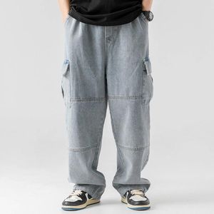 Herrbyxor y2k vintage män koreanska svart streetwear överdimensionerad estetiska raka byxor breda ben jeans alt denim kvinnliga kläder