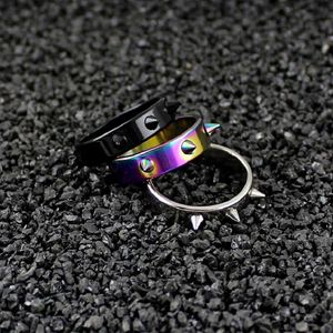 Brand New 50pcs Men Women Stainless Steel Rings Punk Style Fashion Spike Band Jewelry Ring Whole Lot drop 331K