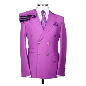 Abiti da uomo Abito da uomo Completo da sposa 2 pezzi Abiti da ballo per feste Doppio petto Giacca da sposo maschile Slim Fit Blazer Set Abiti formali