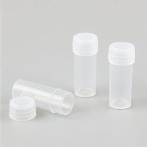 200 x 4g 4ml Plástico PE Tubos de teste com laboratório branco Laboratório de amostra dura Contêiner transparente Vises de embalagem femininos garrafas cosméticas BQKAK