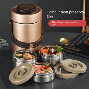 Large Capacity Bento Lunch Box 304 Stainless Steel Portable Vacuum Insulation Leak-Proof Food Storage Container Outdoor Thermos 240119