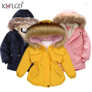 Down Coat Baby Girl Denim Jacket Plus Fur Warm Toddler Children's Winter Girl's Cotton Padded Clothes Baby's Thickened