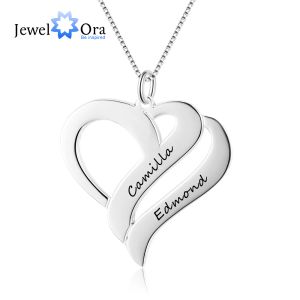 Pendants Heart Shape Personalized Engrave Name Necklace Silver Color Necklaces & Pendants Gift For Her (JewelOra NE102378)