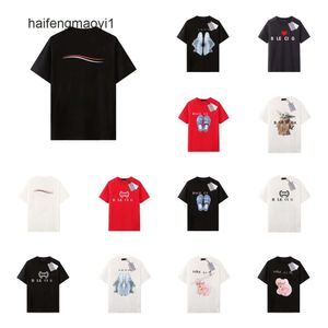 Balencigaly Designer Mens Tshirts 순수면 바로 즈 리브 T 셔츠 패션 캐주얼 남성 및 여성 Tshirt 커플 유니osex 편지 인쇄 여름 티 탑 wome