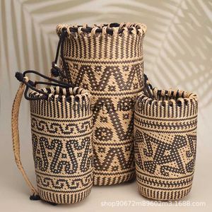 Backpack Style Totem grass woven raan bag single and double soulder pure andmade beac vacation retro bucketqwertyui879