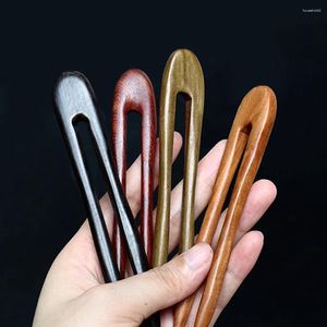 Fermagli per capelli Bastoni fatti a mano in legno Forchette da donna Creatore di panini lunghi Forcine per capelli a forma di U in stile cinese retrò Copricapo semplice