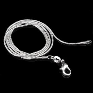 925 Sterling Silver Flaged Snake Stain Netclaces for Woman Lobster Clasps Smooth Stain Brage Size Jewelry Size 1mm 16 18 20 22 24 Inch zz