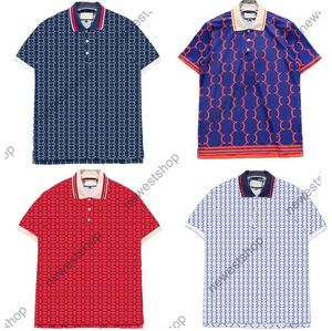 24SSヨーロッパメンズポロスサマーメンデザイナーティーTシャツクラシックレタープリントポロシャツラペルパッチワーク短袖Tシャツ