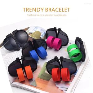 Outdoor Eyewear Foldable Sun Glasses Polarized Slappable Bracelet Men Sunglasses Slap Novelty Mirror Arrival Sport Wristband