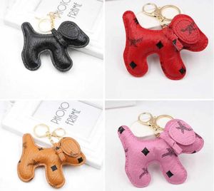 Designer Cartoon Animal Small Dog Creative Key Chain Accessories Key Ring Pu Leather Letter Mönster bil Keychain smycken gåvor Tillbehör
