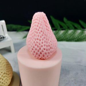 Bakningsformar 3D Strawberry Fruit Candle Mold Silicone Fondant Cake Decoration Craft Hushållen DIY Tools Kök