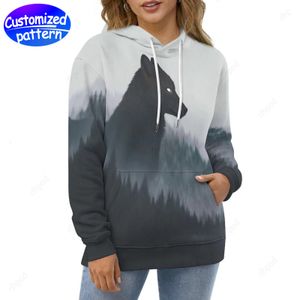 Designer Mulheres Hoodies Moletons Lobo Personalizado Modelado Solto Tampas Duplas Todos Impressos Como Hoodies Atacado Hoodie Masculino Vestuário Vestuário Tamanho Grande S-6XL