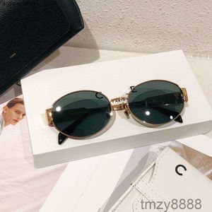 Womens Triomphe Oval Frame Sunglasses 40235 Women Metal Mirror Legs Green Lens Retro Small Round Sexy Little with Original Box W2QC