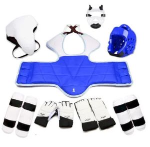 Sekiz parçalı set taekwondo ekipman kask kickboks zırhı guantes de boxeo wtf ayak eldivenleri oyun ekipmanı capacete 240122