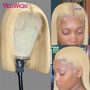 13x4 Short Bob Wigs 613 Blonde Grey Orange Straight Colored Lace Front Human Hair Wigs for Women HD Transparent Frontal Wigs