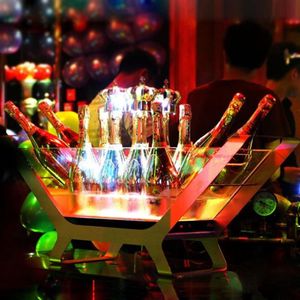 Secchielli per il ghiaccio e refrigeratori 6-12 Bottiglia di champagne LED Secchiello per barche Gigante Ricarica Cambia colore Wine Cooler Bar Festa di nozze Birra Ho319J