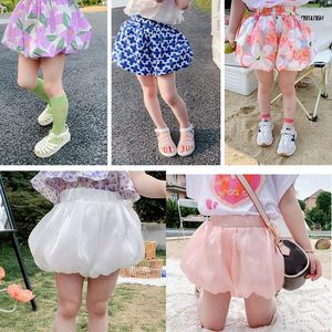 Shorts Summer Girls Flower Bud Pants High Waist Thin Baby Pumpkin Children Kids Outfit Bloomers Outerwear Fashion Clothes