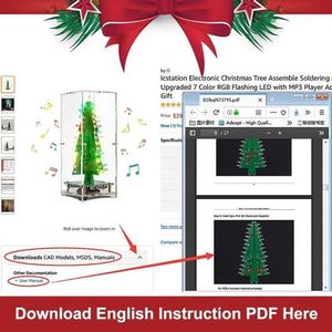 3D Noel Ağacı Müzik Kutusu Lehimleme Uygulaması Projesi DIY Elektronik Bilim Montaj Kiti 7 Renkli Flaş Işık LAD1229S
