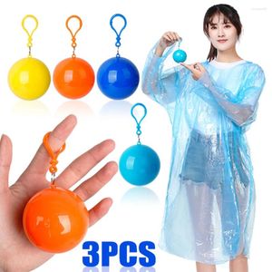 Regnrockar 3/1st Portable Raincoat Cape Ball med krok Emergency Disponible Compression Poncho Unisex Keychain Pocket Outdoor Adult Kids