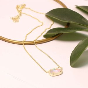 Designer Kendras Scotts smycken fashionabla k -serier elisa stil mässing oval geometri ab färgade glashalsband kvinnor smycken krage kedja kedja