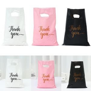 100pcs Thank You Bag Gift Plastic Shopping Tote 2030cm Gitf Birthday Wedding Party Favors Candy Cookie Wrappers 240124