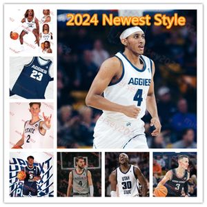 Great Osobor Utah State Aggies 2024 Jersey 2 Garrison Phelps 3 Jaxon Smith 4 Ian Martinez 10 Darius Brown 11 Dallin Grant Utah State Jerseys Customed