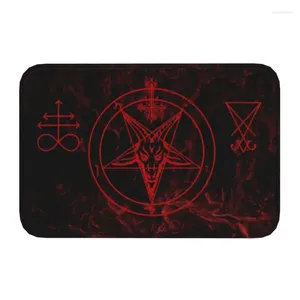 Tapetes Baphomet Leviathan Cross Front Door Floor Entrada Tapetes Interior Diabo Satânico Cozinha Banho Capacho Garagem Tapete