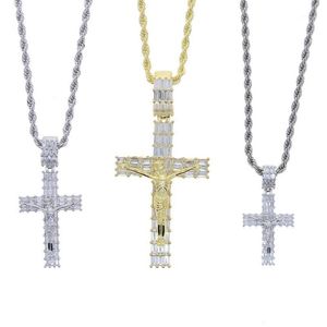 Łańcuchy moda żeńskie wisiorki krzyżowe upusz złotego srebrnego koloru kryształowego wisiorka biżuteria dla mężczyzn kobiety Whole262L