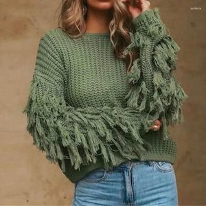 Women's Sweaters Winter Round Neck Loose Long Sleeve Pullover Ladies Sexy Shoulder Fringed Sweater Top Vintage Clothes 2024 Women Knitted