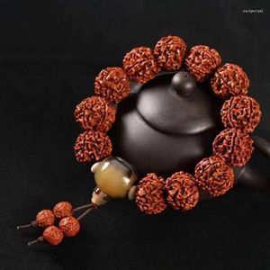 Strand Vajra Bodhi Buddhas Beads Handstringチベットのスタイル5ペタル爆発した肉木製祈りの男性用ブレスレット