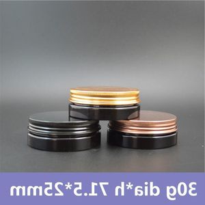 50 teile/los 30g Ganz Schwarz Lichtdicht Dunkel Glänzend Low Profile Dickwandige PET Wachs Gläser Weithals Einmachglas deckel Cxmou