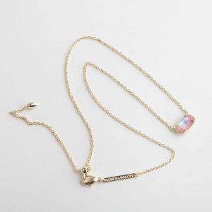 Designer Kendrascott Jewelry Fashion Accessory Ksgrayson Light Gold Watercolor Glass Halsband Kort halsband Lärben Kedja