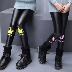 Pantaloni invernali per ragazze pantaloni legging in pelle caldi leggings per bambini bambini addensano vestiti per bambini cartoni animati