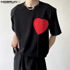 Herr t-shirts 2023 män t shirt lapptäcke o-hals kort ärm mode män kläder sommar streetwear koreansk stil casual tee tops s-5xl q240130