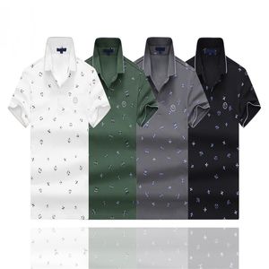 Designer Men's Casual Polo Shirt Lapel Pattern Fashion Short Sleeve T-shirt with Emphasis on Printed Pattern Clothing in Black and White Em-xxxl