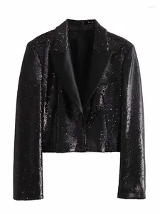 Women's Suits Autumn Fashion European And American Casual All-match Concealed Button Sequined Dress-style Blazer