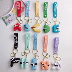 Keychains Children Funny Expression Letter Keychain Cartoon Soft Silicone 3D Initialer Keyrings With PVC armband pojkar flickor födelsedagspresent