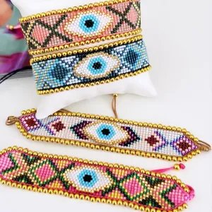 Armband Bohemian Miyuki pärlor armband för kvinnor handgjorda vävande turkiska ögonarmband lyckliga smycken Tassel femme pulseras gåva