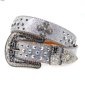 Fashion Designer Bb Simon Belts for Women Men Shiny diamond belt Classic diamond Cross flash rivet strap body and comfortable soft durable faux leather