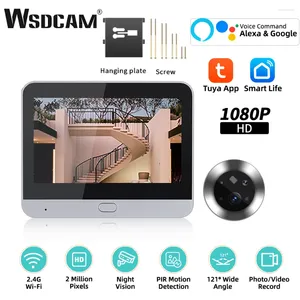 ドアベルwsdcam wifi屋内カメラ1080p tuya peephole doorbell pir motion detection door viewer viseer nighter wone talk 5000mah