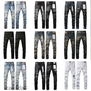 Purple dżins projektant Puple Mens Chudy luksusowe dżinsowe sproszone w trudnej sytuacji Rower Black Blue Jean Slim Fit Motorcycle Yvjy RQ8U