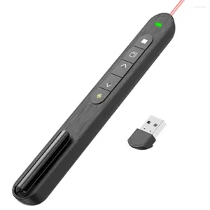 Zdalne sterowniki bezprzewodowy prezenter czerwony strona laserowa długopis obrotowy 2.4G Kontrola głośności PPT Prezentacja USB PowerPoint Pointer Mysz